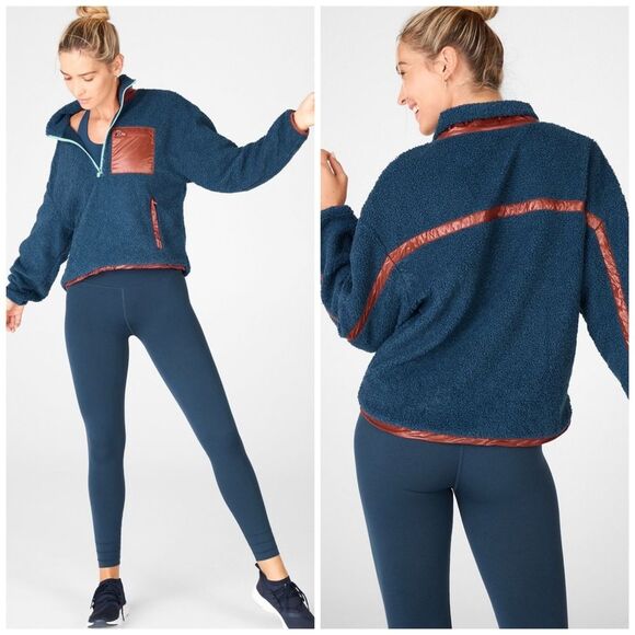 Fabletics Navy Blue Larisa Fleece Pullover Sz Large - Picture 3 of 12
